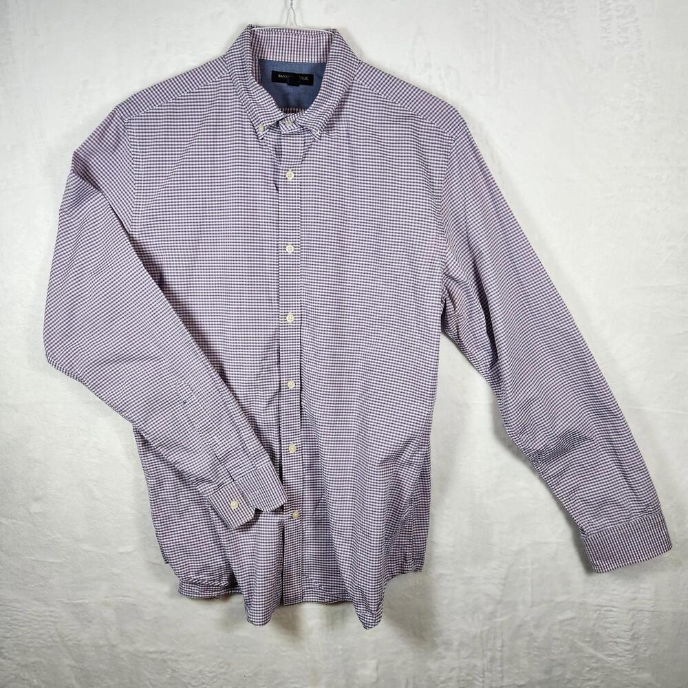 Banana Republic Soft Wash Long Sleeve Button Down Checked Multi Color Shirt Size